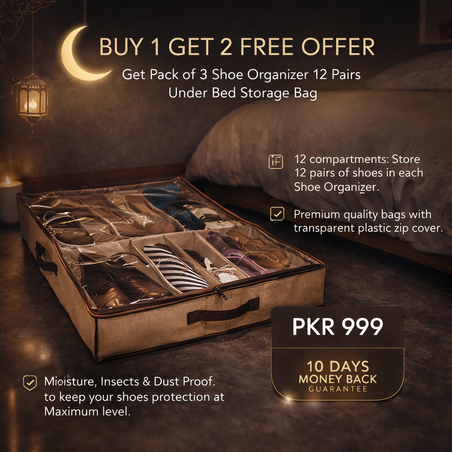 Buy 1 Get 2 Free Shoe Organizer 12 Pairs Under Bed Storage Bag