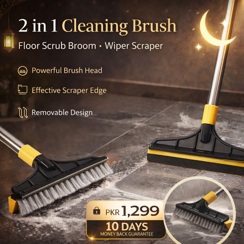 2 in 1 Cleaning Brush Floor Scrub Broom Wiper Scraper