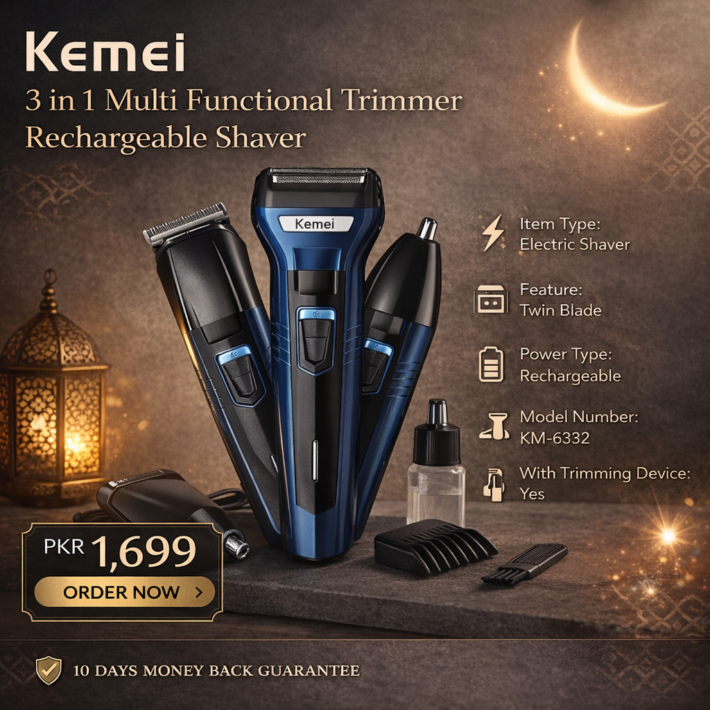 kemei 3 in 1 Multi Functional Trimmer Rechargeable Shaver