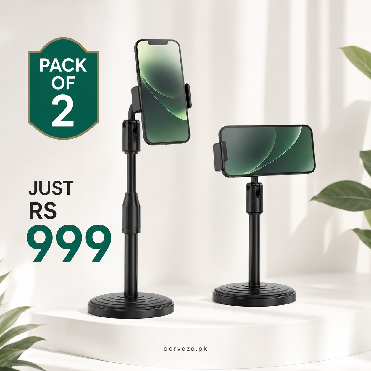 2 Pcs Height Adjustable Mobile Stand Holder