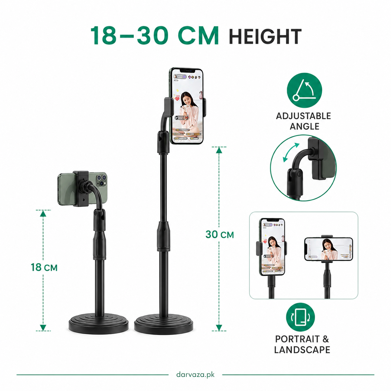 2 Pcs Height Adjustable Mobile Stand Holder