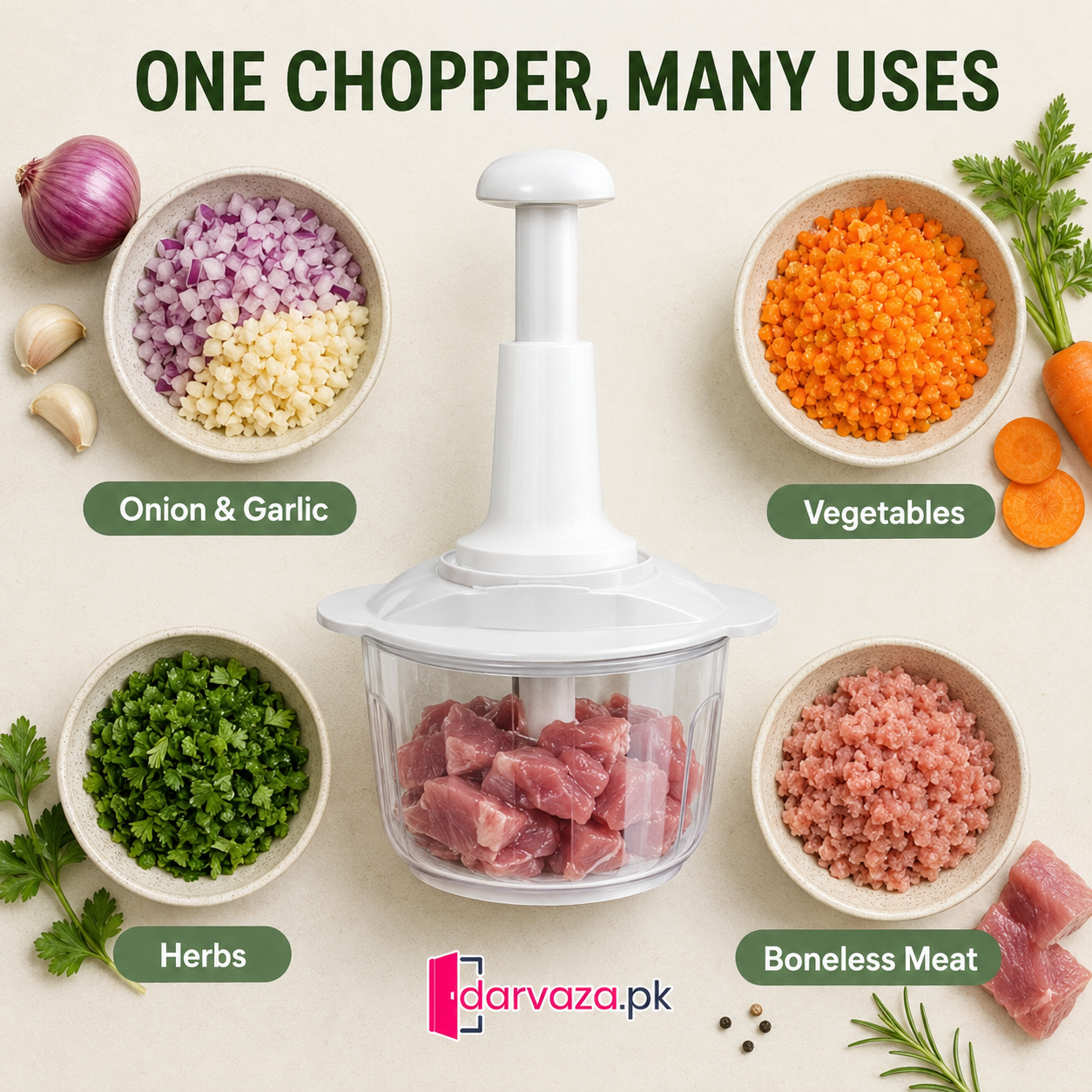 Imported Manual Hand Push Multifunctional Chopper Mixer Cutter and Grinder