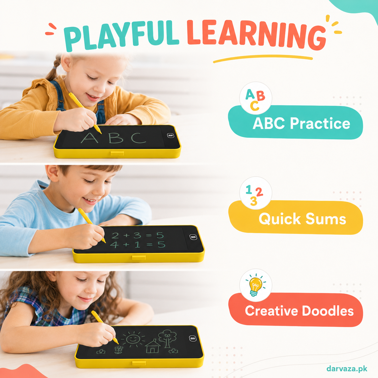 LCD Writing Tablet Pencil Box – Smart Drawing Board & Stationery Case for Kids (Value Pack)
