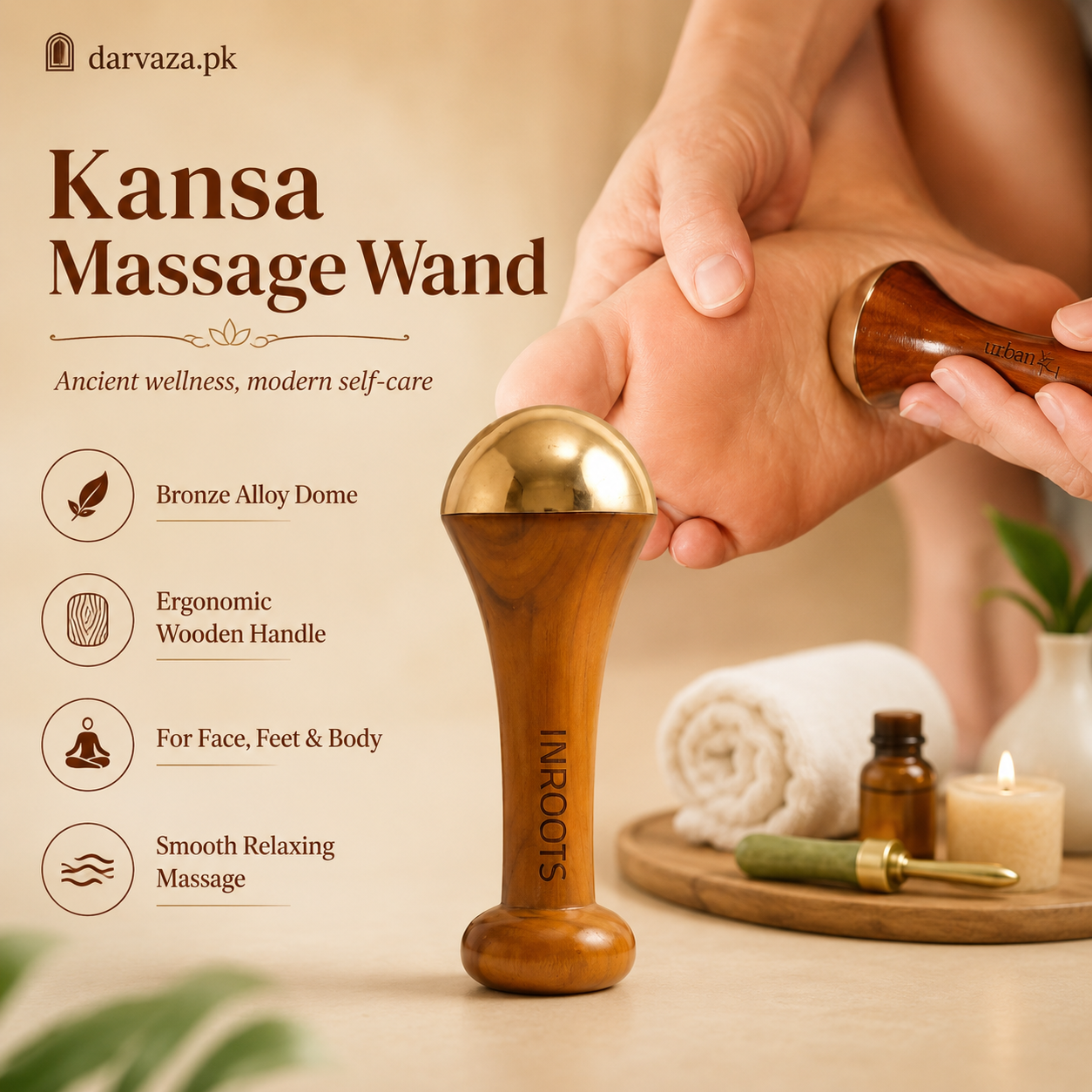 Premium Kansa Wand Massager for Face & Feet