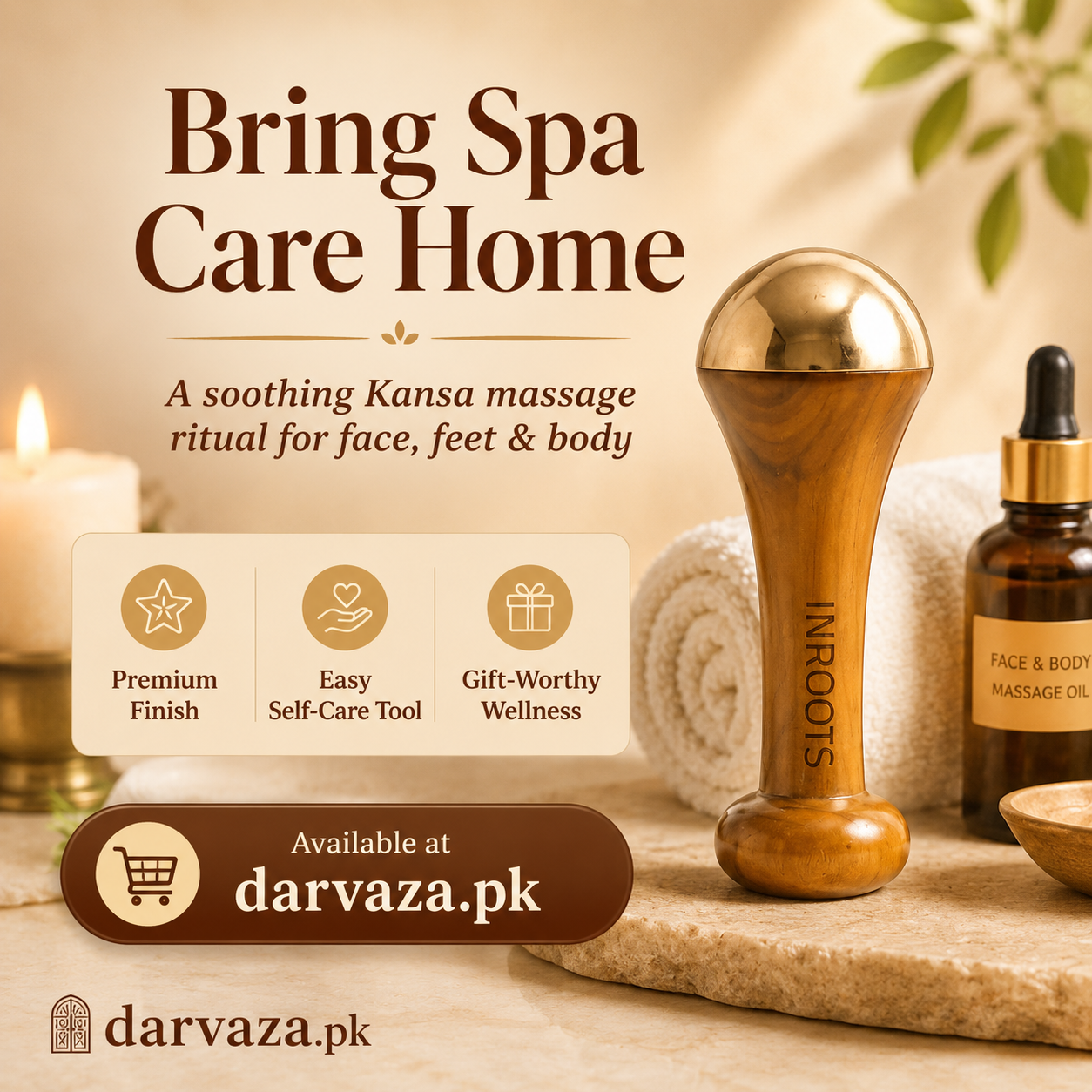 Premium Kansa Wand Massager for Face & Feet