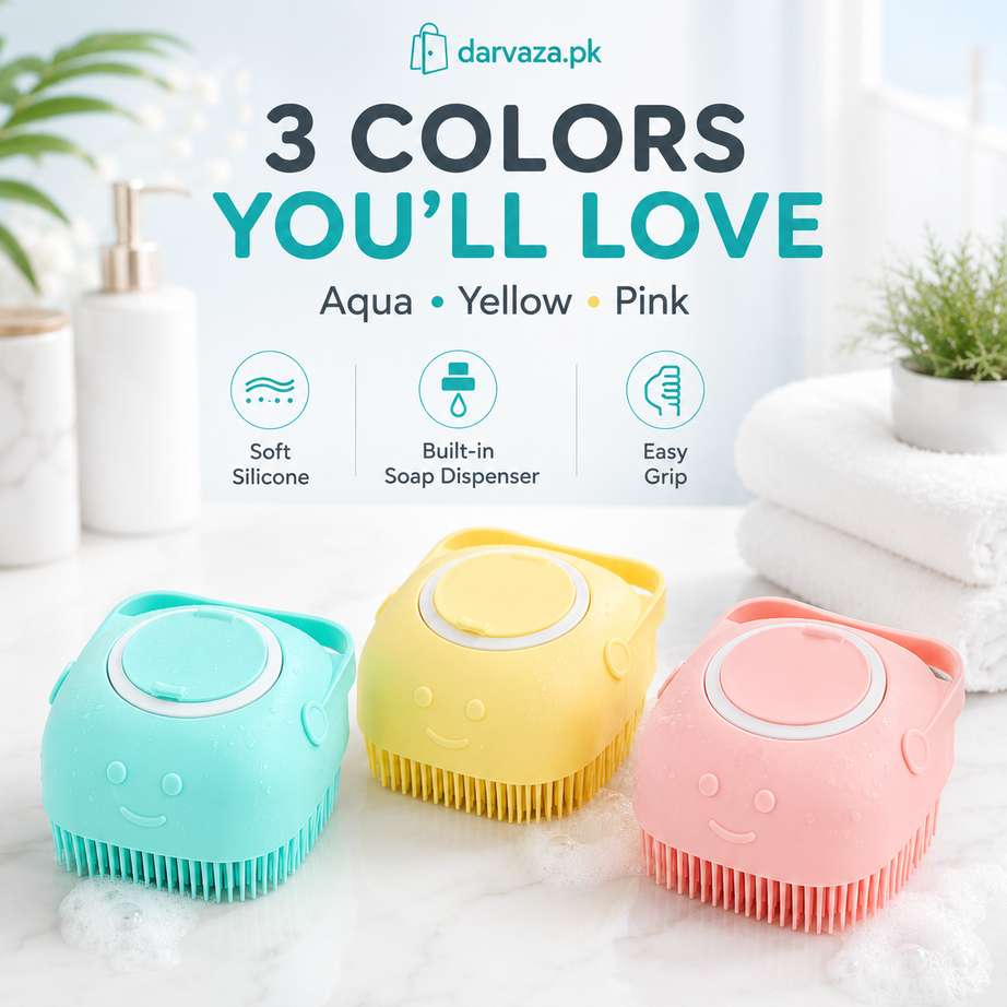 Buy 1 Get 1 Free Magic Silicone Bath and Body Brush Scrubber and Massager with Soap Dispenser