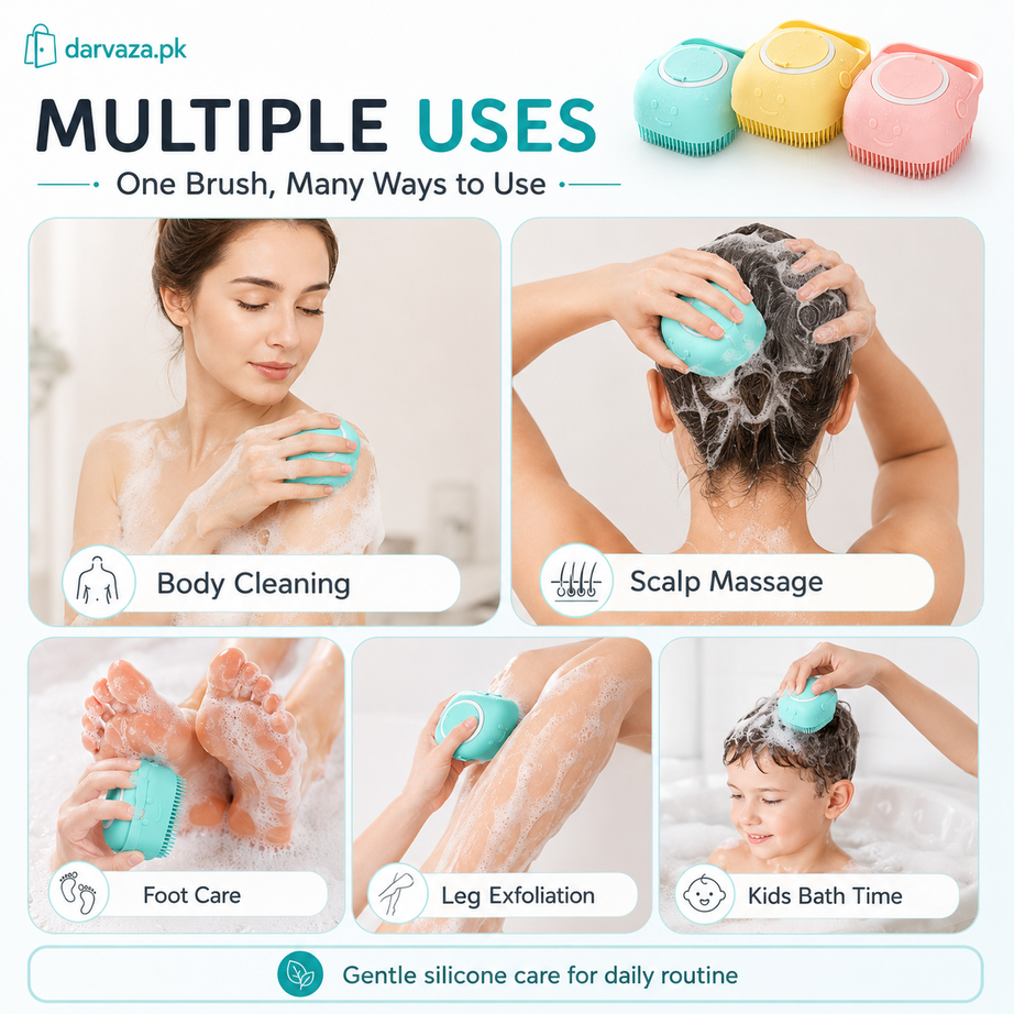 Buy 1 Get 1 Free Magic Silicone Bath and Body Brush Scrubber and Massager with Soap Dispenser