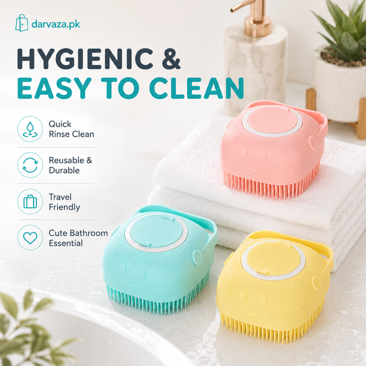 Buy 1 Get 1 Free Magic Silicone Bath and Body Brush Scrubber and Massager with Soap Dispenser