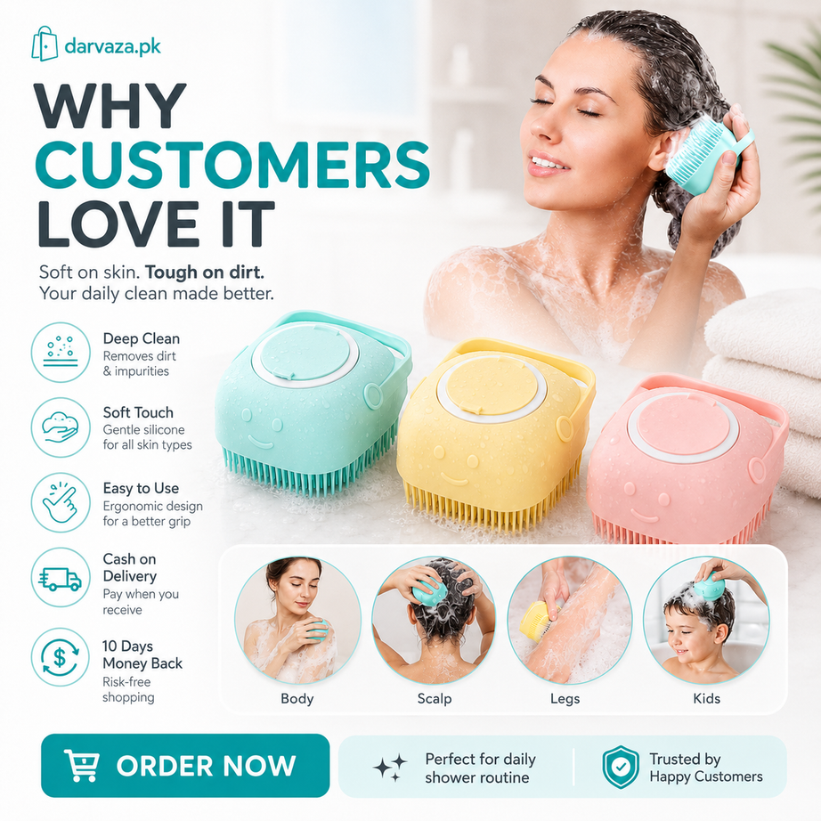 Buy 1 Get 1 Free Magic Silicone Bath and Body Brush Scrubber and Massager with Soap Dispenser