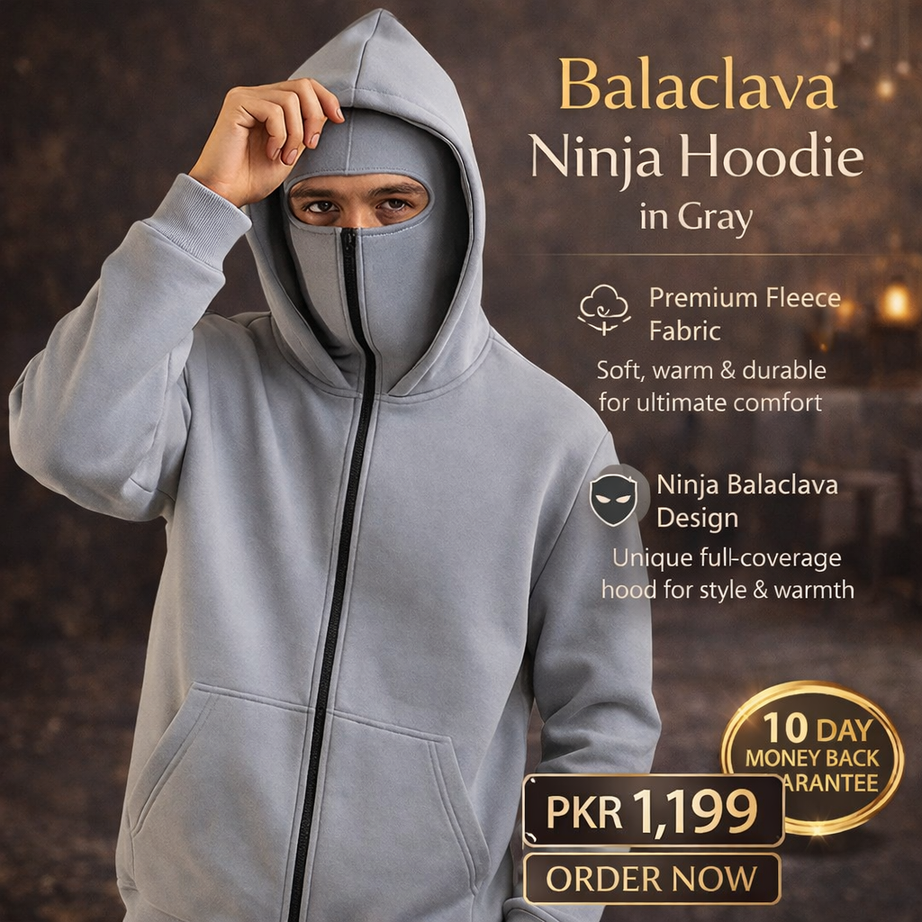 Balaclava Ninja Hoodie in Gray