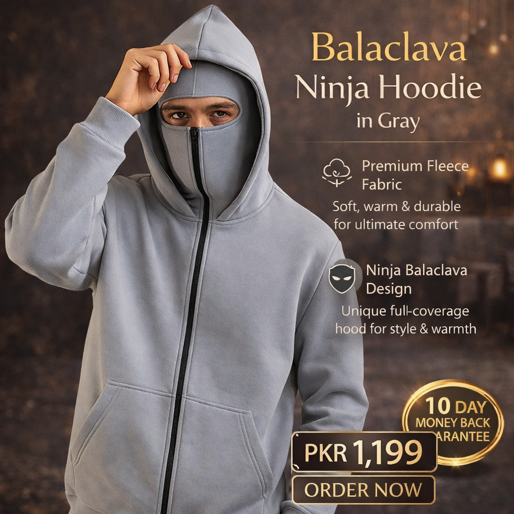 Balaclava Ninja Hoodie in Gray
