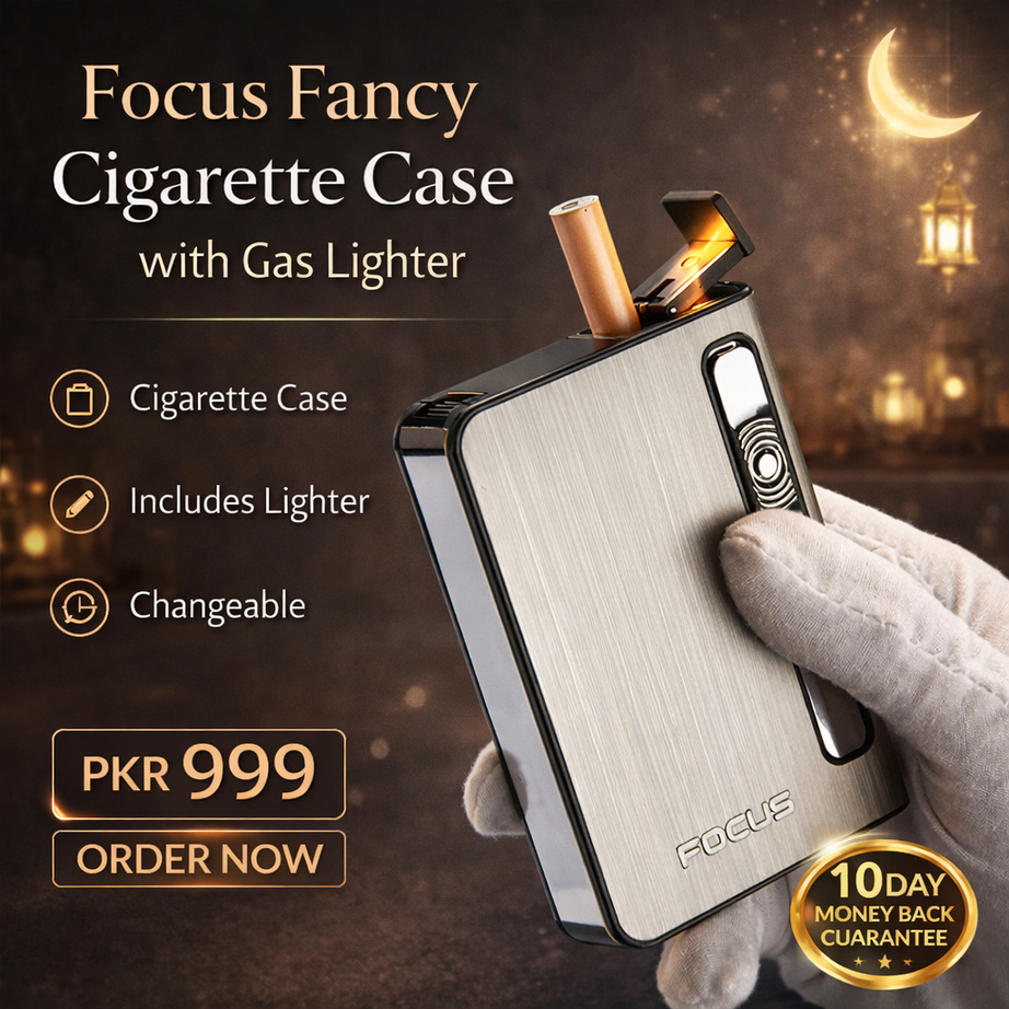 Focus Fancy Cigarette Case with Gas Lighter