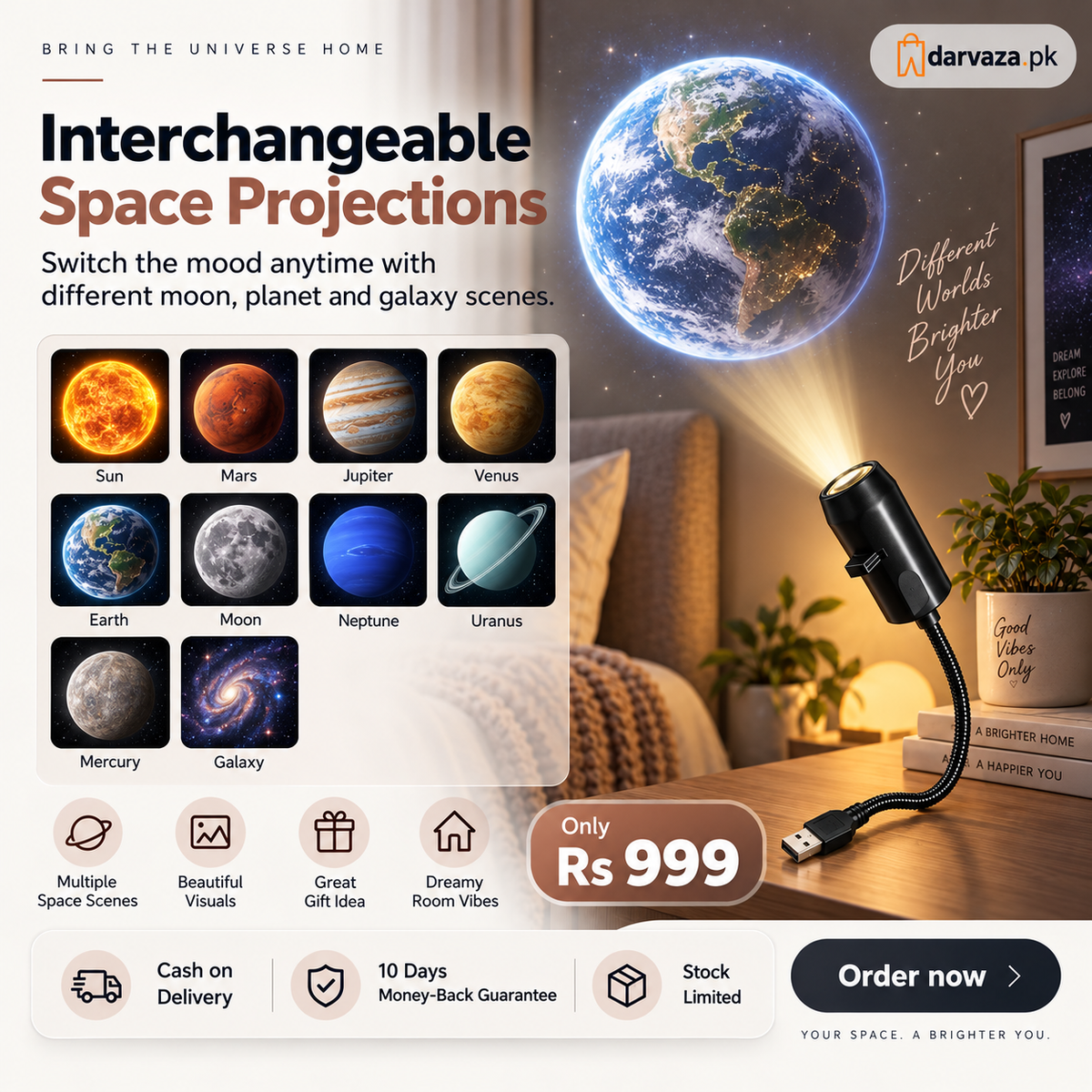 Planet Projector Star Night Light Room Lamp