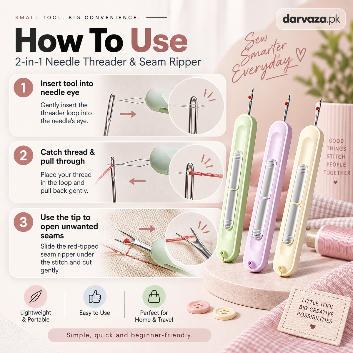 2-in-1 Needle Threader & Seam Ripper