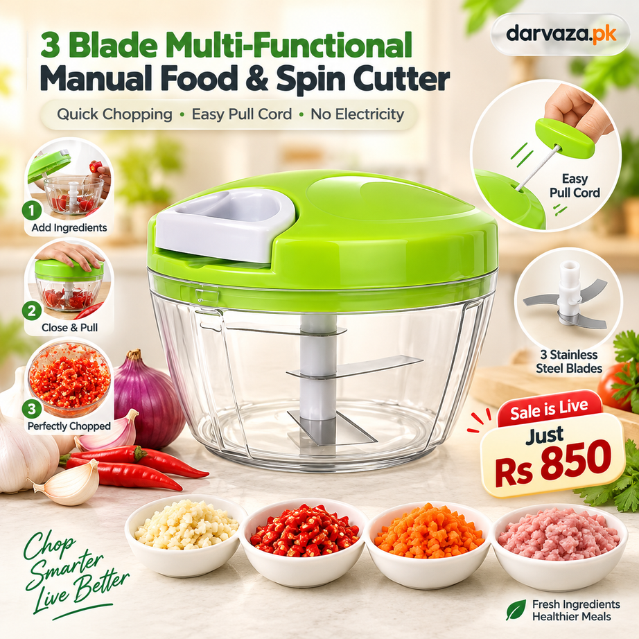 3 Blade Multi-Functional Manual Food & Spin Cutter
