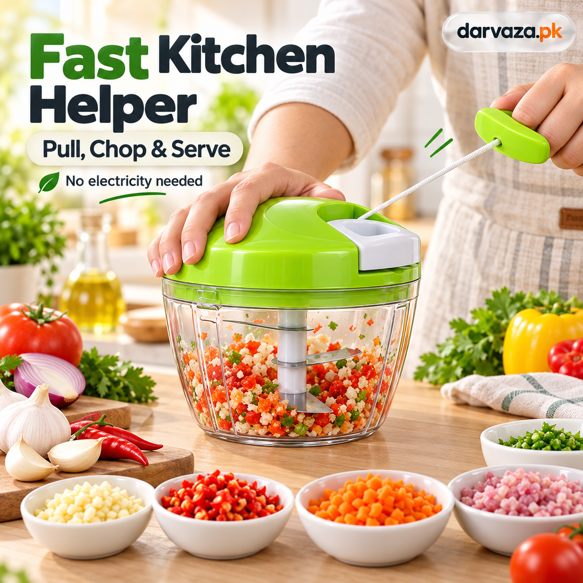 3 Blade Multi-Functional Manual Food & Spin Cutter