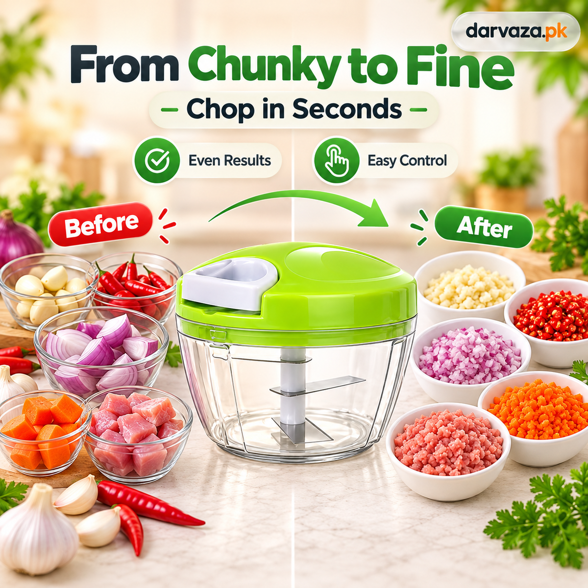3 Blade Multi-Functional Manual Food & Spin Cutter