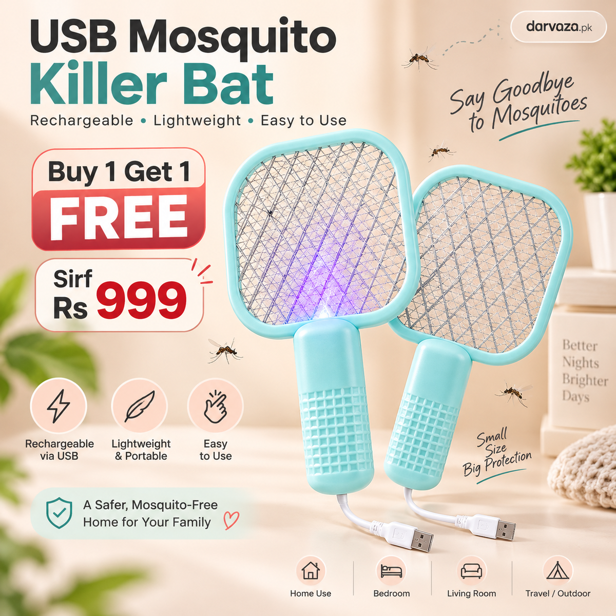 Buy 1 get 1 free Offer USB Mosquito Killer Bat racket