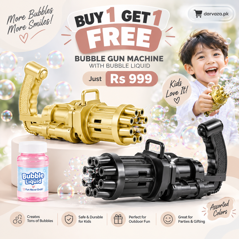 Buy 1 Get 1 FREE  Kids Bubble Gun with Bubble Liquid