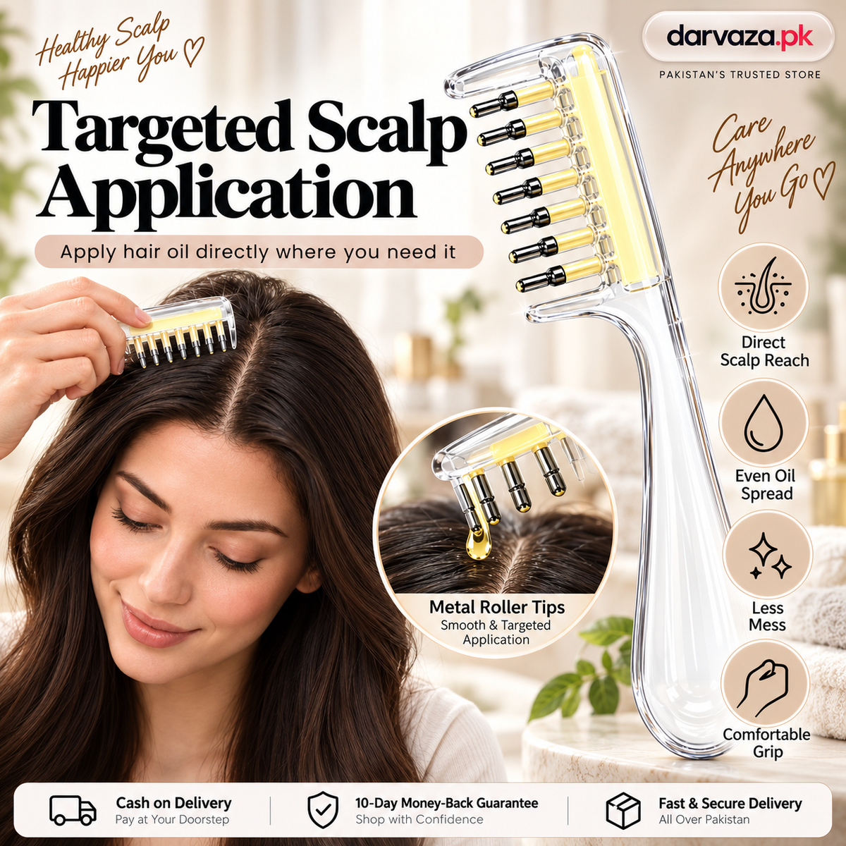 2-in-1 Transparent Refillable Hair Oil Applicator & Scalp Massager
