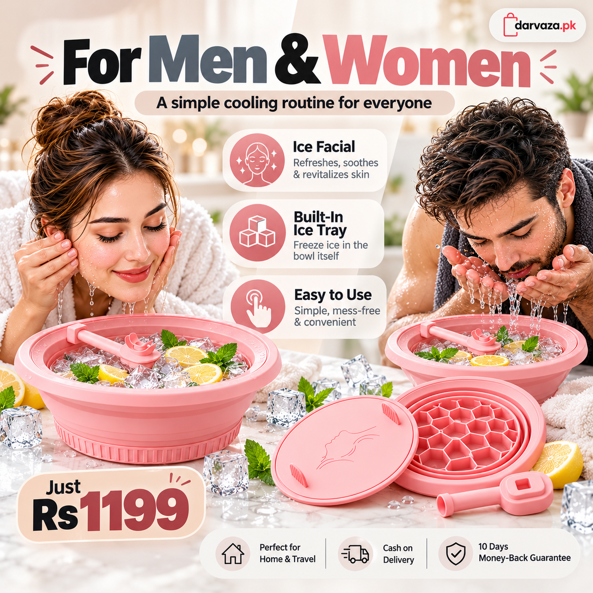 Foldable Silicone Ice Bath Bowl for Face