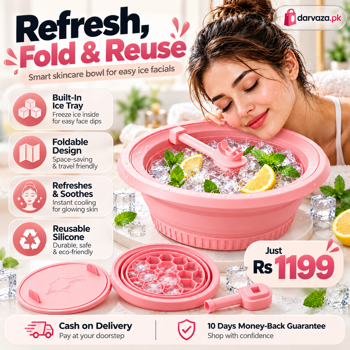 Foldable Silicone Ice Bath Bowl for Face