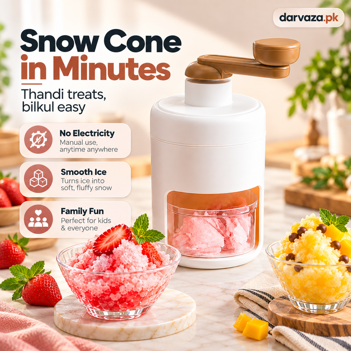 Manual Ice Crusher and Gola Maker Make Shaved Ice at Home