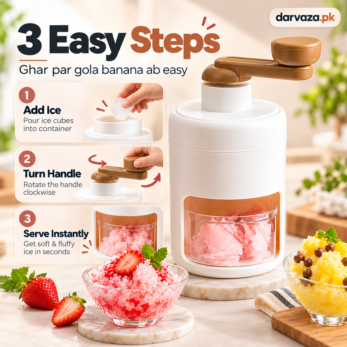 Manual Ice Crusher and Gola Maker Make Shaved Ice at Home