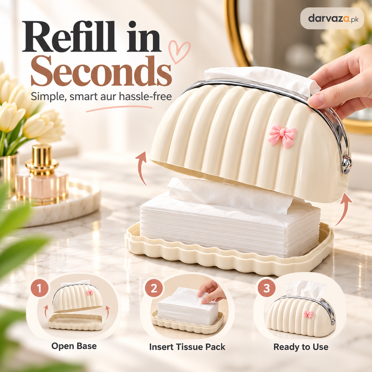 Luxury Shell Tissue Box Holder Elegant Desktop Organizer