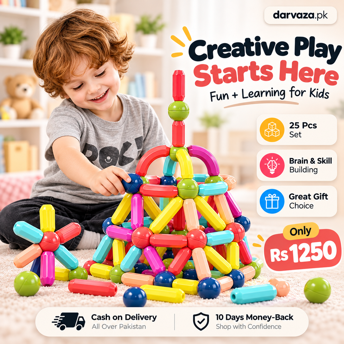 Magnetic Sticks Building Blocks 25 Pcs Educational Kids Toy