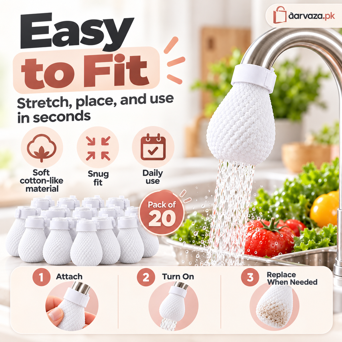 Faucet Filter Cotton Bags Pack of 20