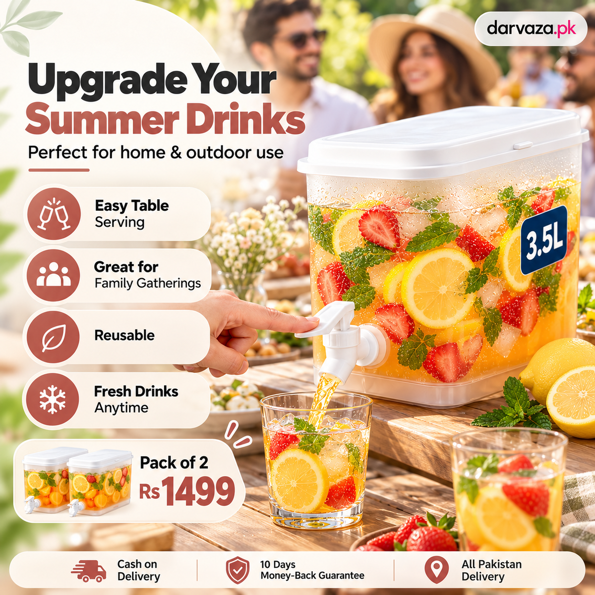 3.5L Refrigerator Juice Dispenser Fresh Drinks Anytime Anywhere