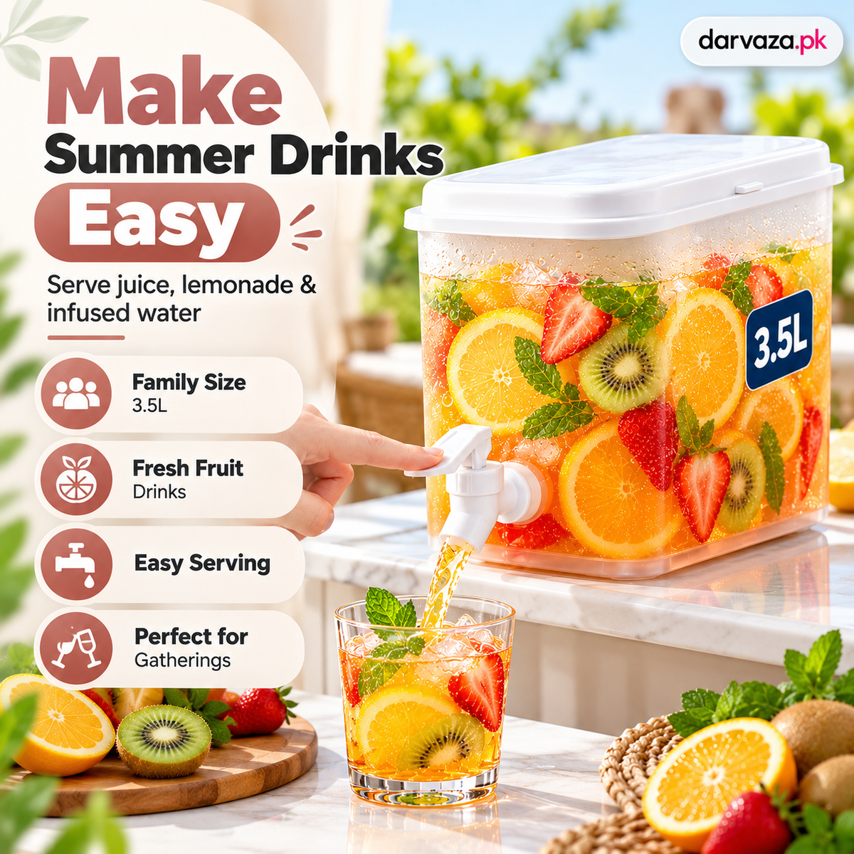 3.5L Refrigerator Juice Dispenser Fresh Drinks Anytime Anywhere