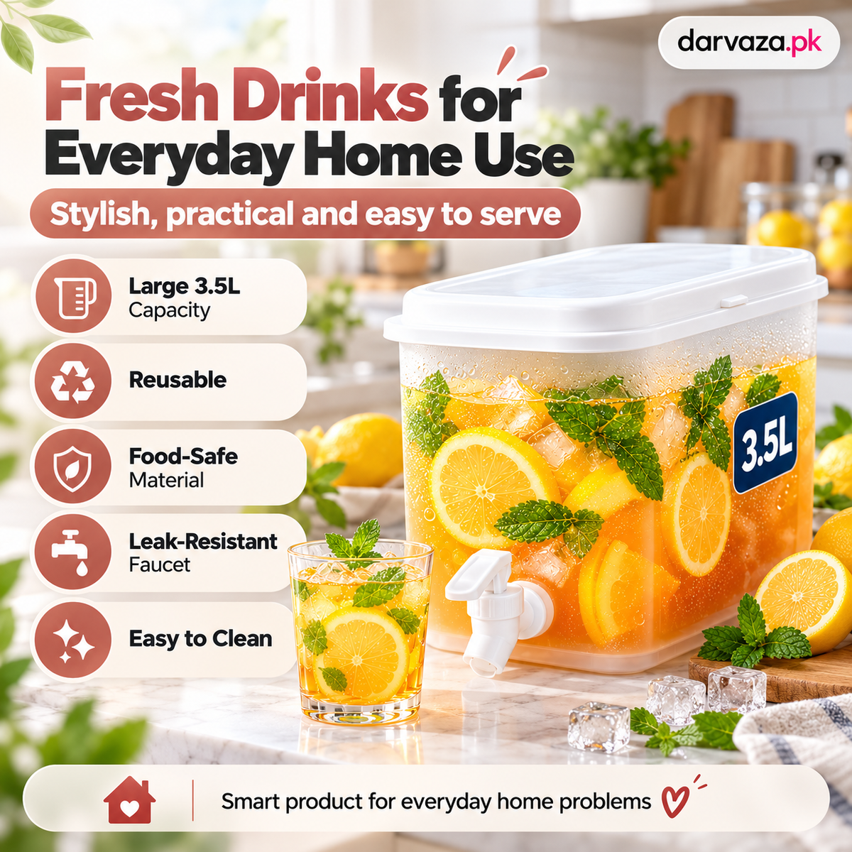 3.5L Refrigerator Juice Dispenser Fresh Drinks Anytime Anywhere