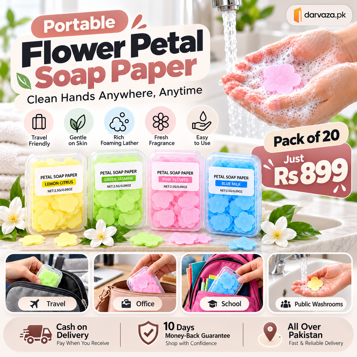 Pack of 20 Portable Flower Soap Paper Boxes