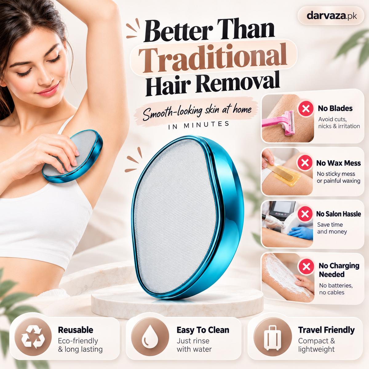 Buy 1 Get 1 Free Imported Painless Hair Remover Crystal tool for Women and Men