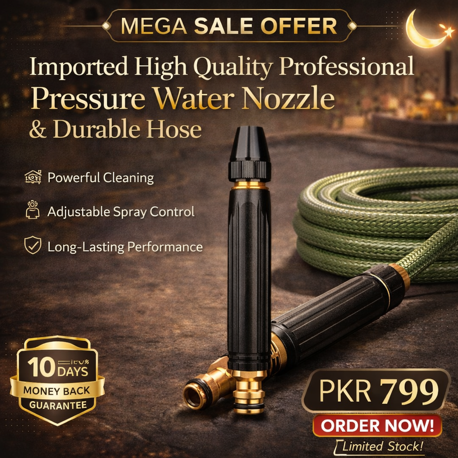 Mega Sale Offer - Imported High Quality Professional Pressure Water Nozzle with Metal Hose Rs 799