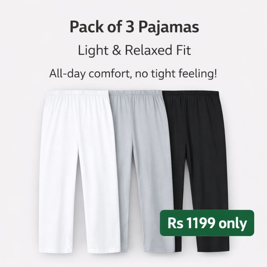 Pack of 3 Pajamas Black White and Grey