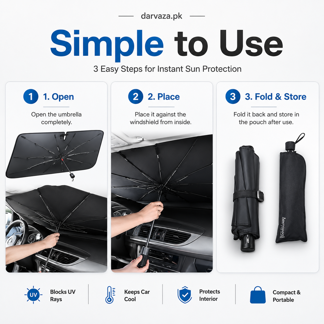 Foldable Car Front Window Sunshade Umbrella Cover