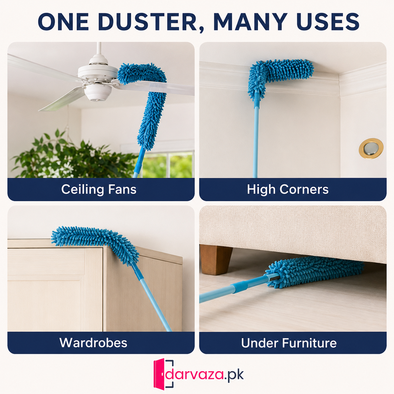 Extendable Micro Fiber Flexible Fan & Ceiling Duster with Long Handle