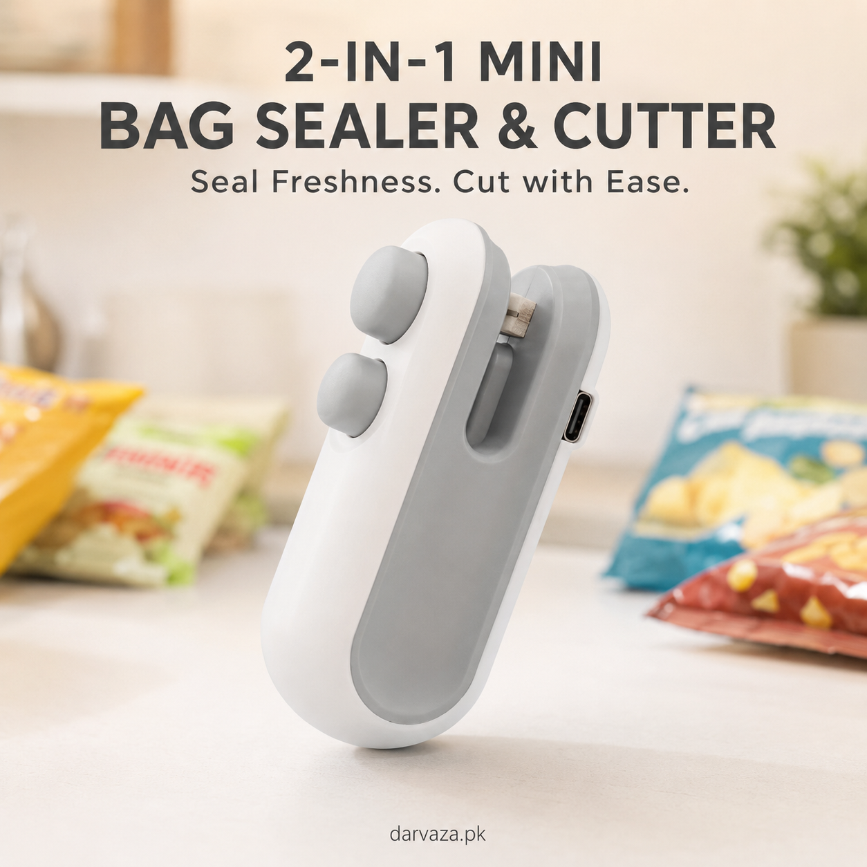 Rechargeable 2 in 1 Portable Mini Food Bag Heat Sealer And Cutter For Home and Outdoor Use