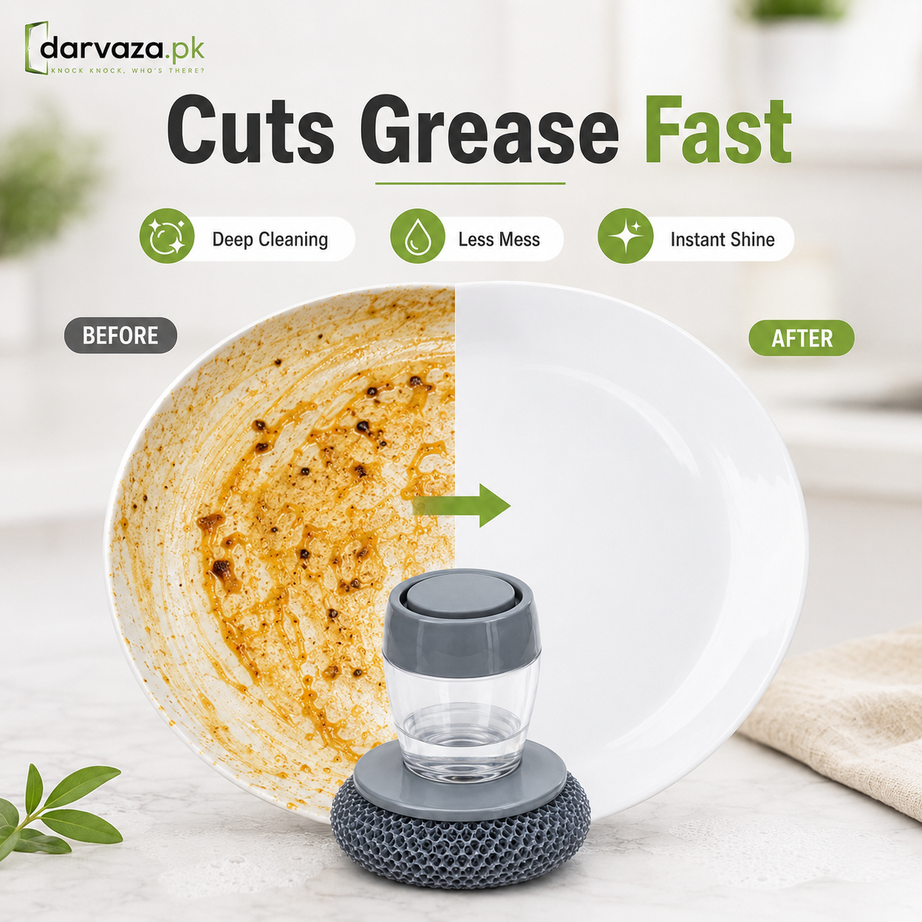 Buy 1 Get 1 Free Offer 2 Pcs Kitchen Cleaning Dish Brush Scrubber with Soap Dispenser