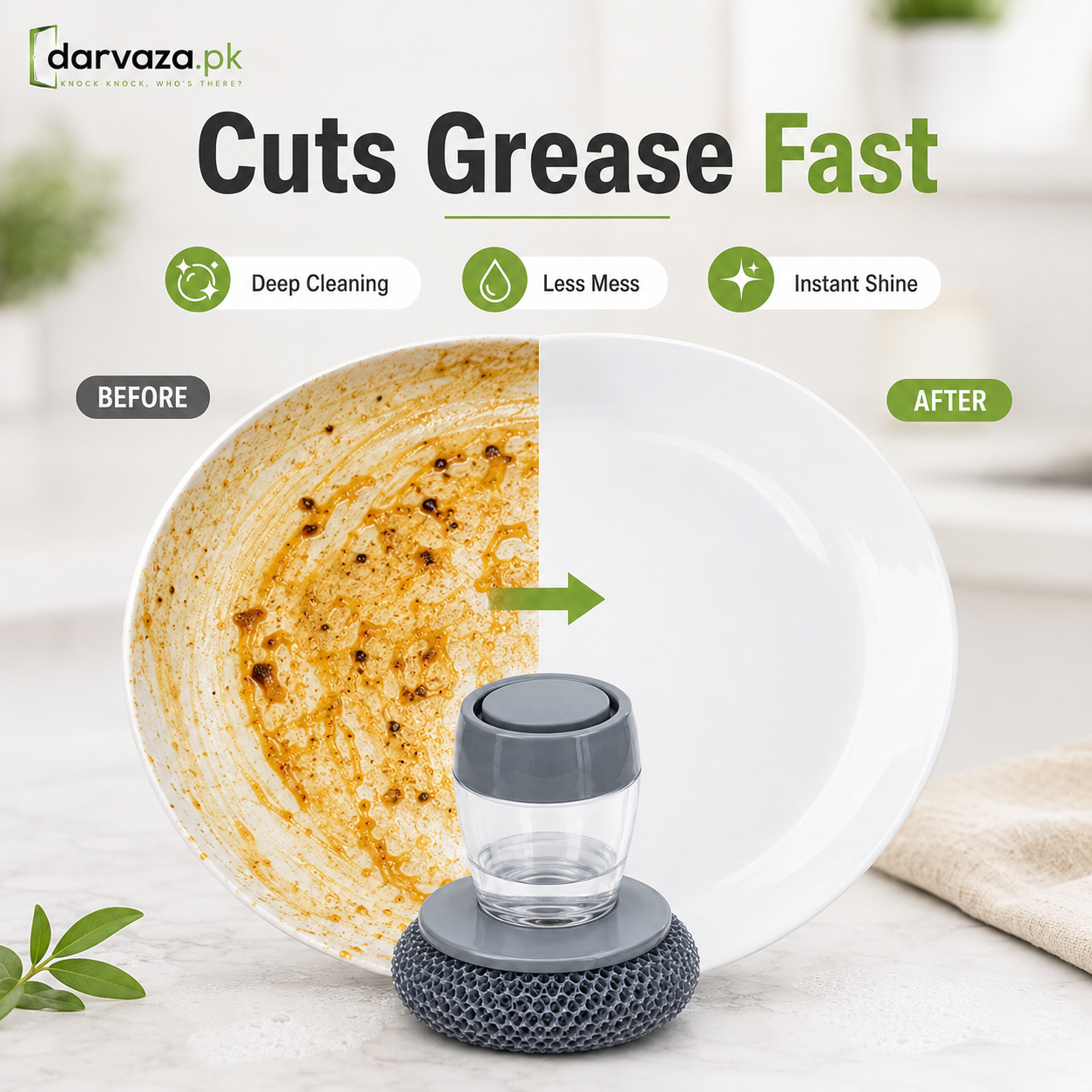 Buy 1 Get 1 Free Offer 2 Pcs Kitchen Cleaning Dish Brush Scrubber with Soap Dispenser