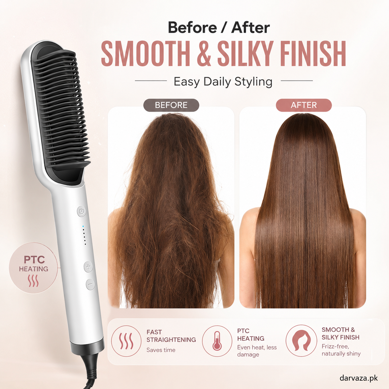 Electric Hair Comb Brush for Straightening and Curling
