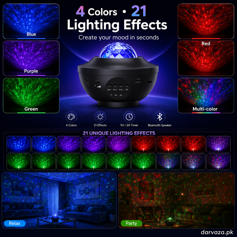 RC Starry Night Lamp Projector with Bluetooth Party Speaker