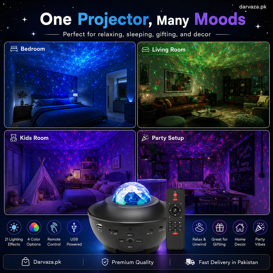 RC Starry Night Lamp Projector with Bluetooth Party Speaker