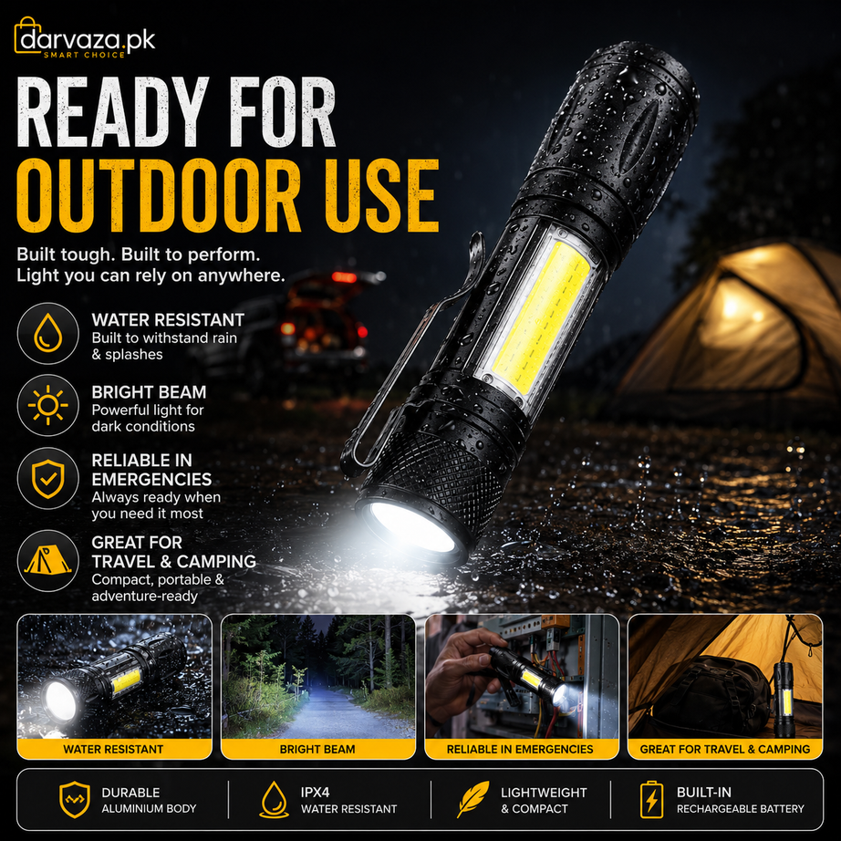 Mini Zoomable Rechargeable LED Torch light with Green Case