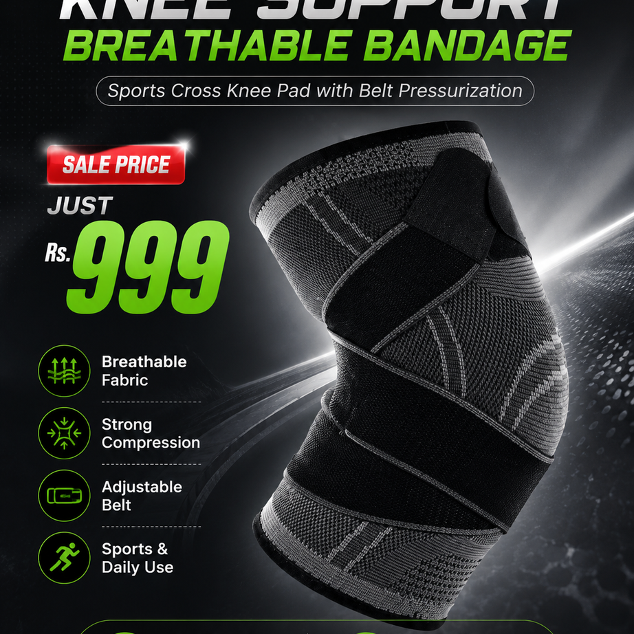 Professional Knee Support Breathable Bandage and Sports Cross Knee Pad with Belt Pressurization
