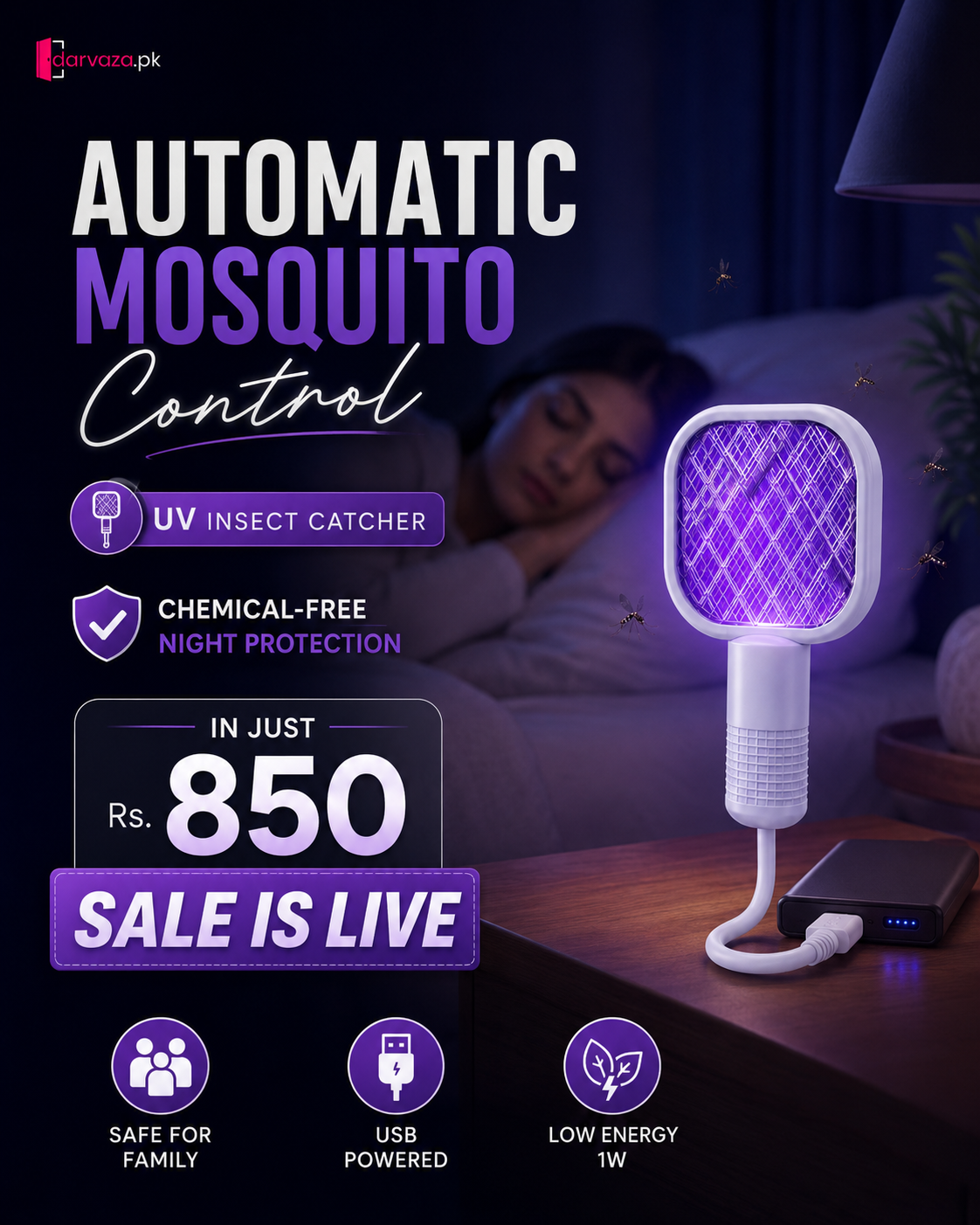 2in1 Mosquito Killer Night Lamp with UV Insect Catcher