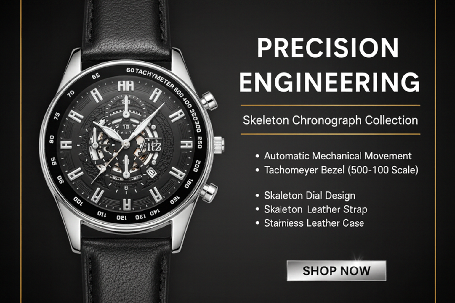 Vitz Vogue Black Men Watch